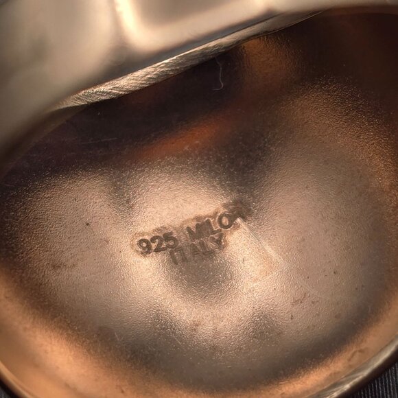 Milor Gold-Plated Sterling Silver Dome Ring Size 10 Etched Wave Texture 5.13g - Picture 6 of 10